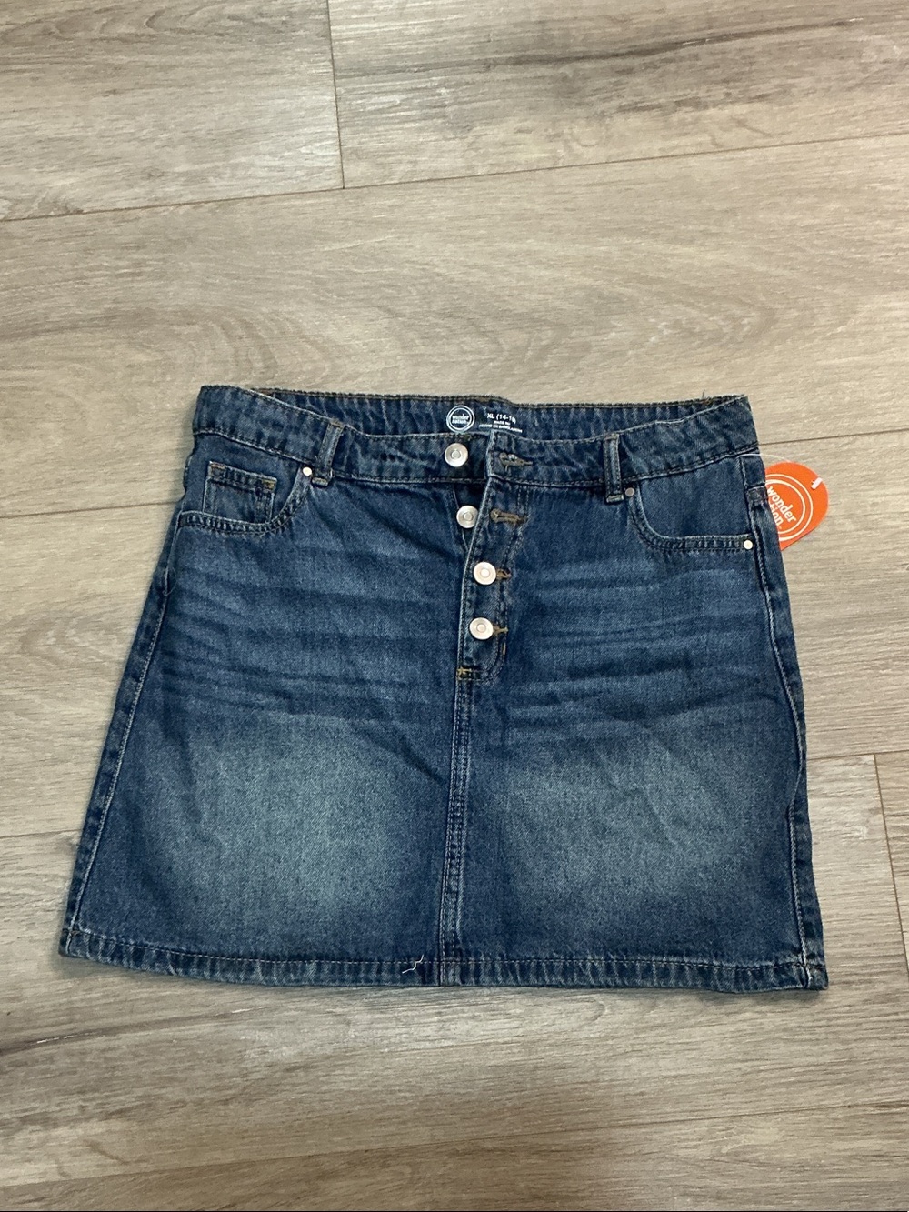 wonder nation Dark Blue Denim Skirt with Brass Buttons